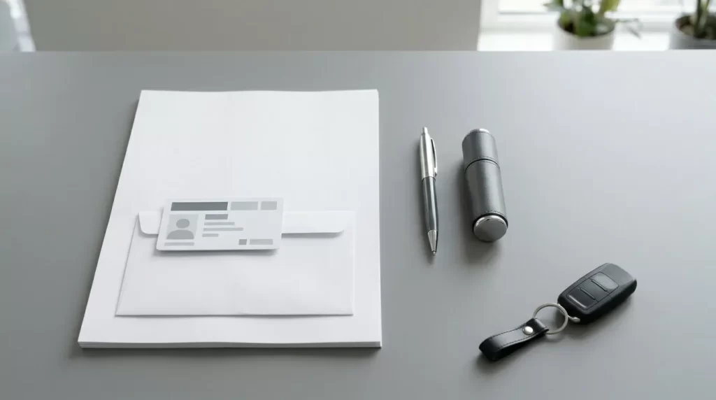 カーローン申込前の必要書類を整理する様子