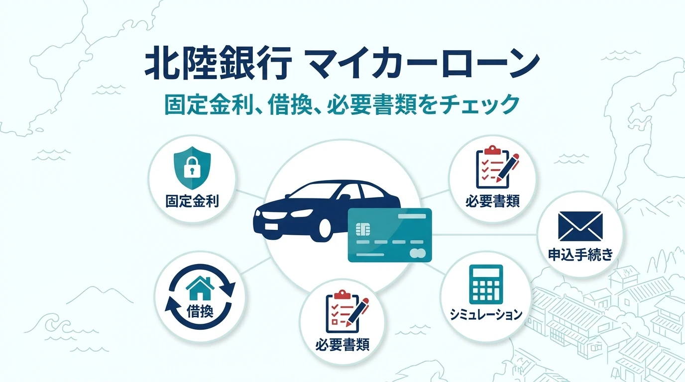 北陸銀行マイカーローンの固定金利とネット契約を示すアイキャッチ画像