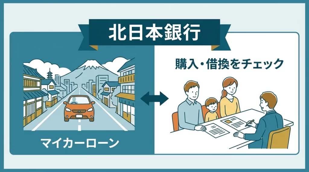 北日本銀行マイカーローンの特徴を示す図解アイキャッチ