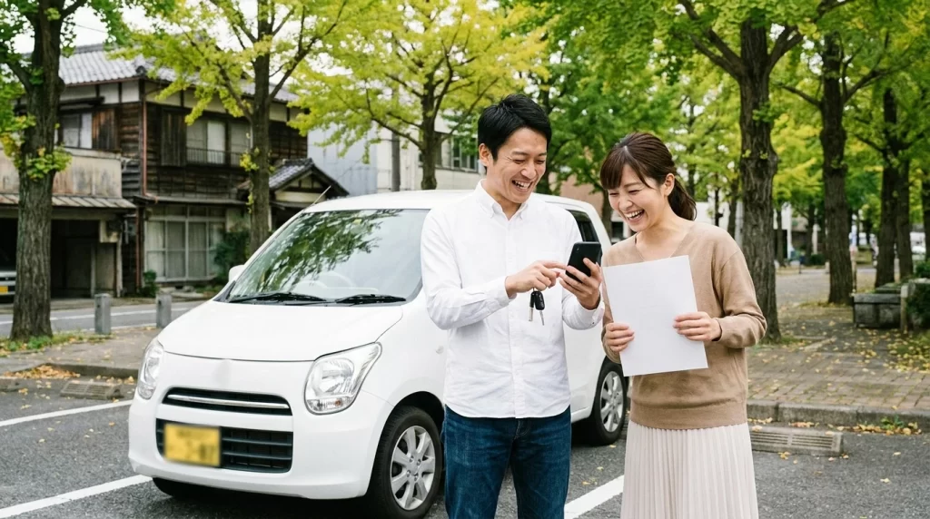 宇都宮近郊の駐車場にいる夫婦