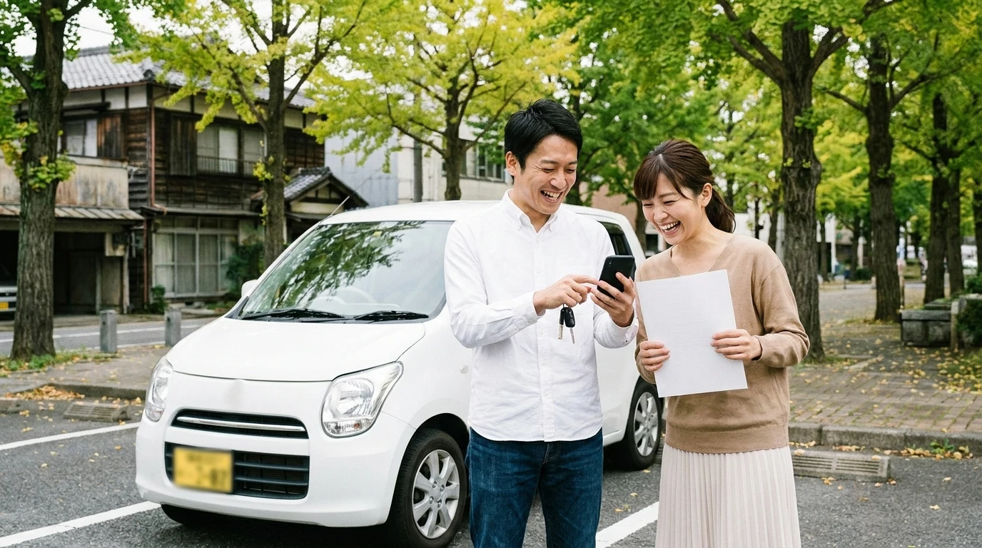 宇都宮近郊の駐車場にいる夫婦