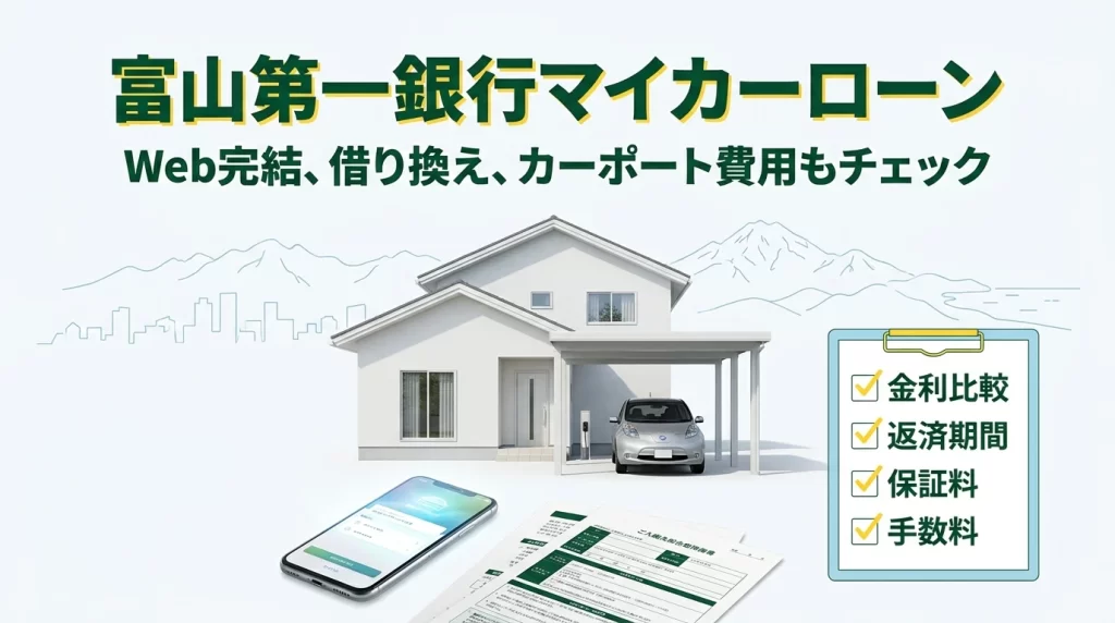 富山第一銀行マイカーローンのウェブ完結とカーポート費用対応を示すアイキャッチ画像