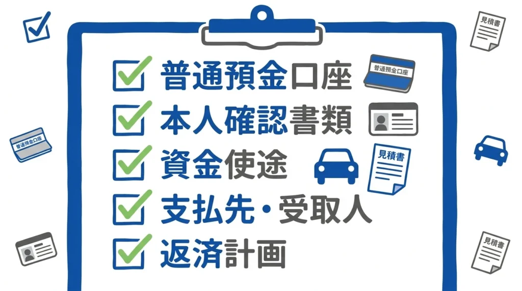 北都銀行マイカープランの申込み前に口座と必要書類を確認するチェックリスト