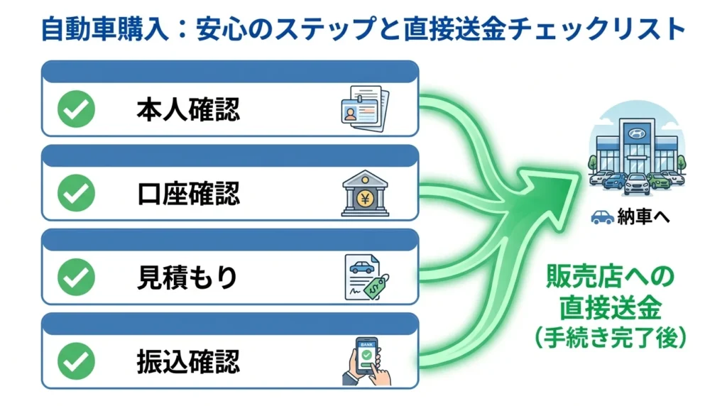 豊和銀行オートローンの必要書類と販売業者への直接振込条件をまとめた図解