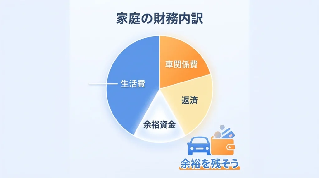 車のローン返済と生活費の余力を確認する図解