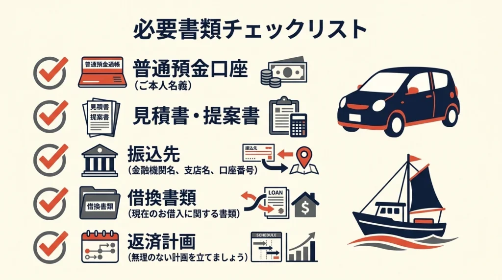 名古屋銀行マイカーローン申込み前に口座と見積書を確認するチェックリスト