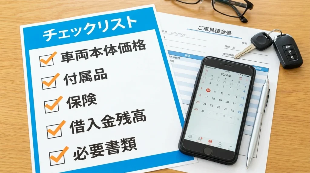 車購入費用と周辺費用を分けて確認するチェックシート