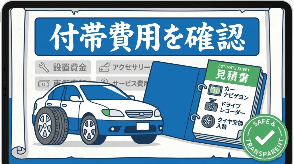 車購入に付帯する費用を確認する図解