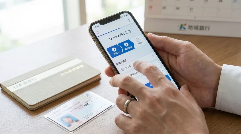 スマートフォンでWEB完結手続きを確認する利用者