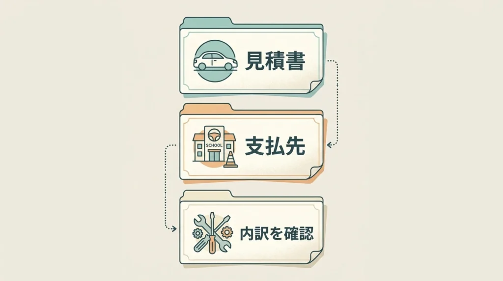 見積書と支払先を照合する日本語図解
